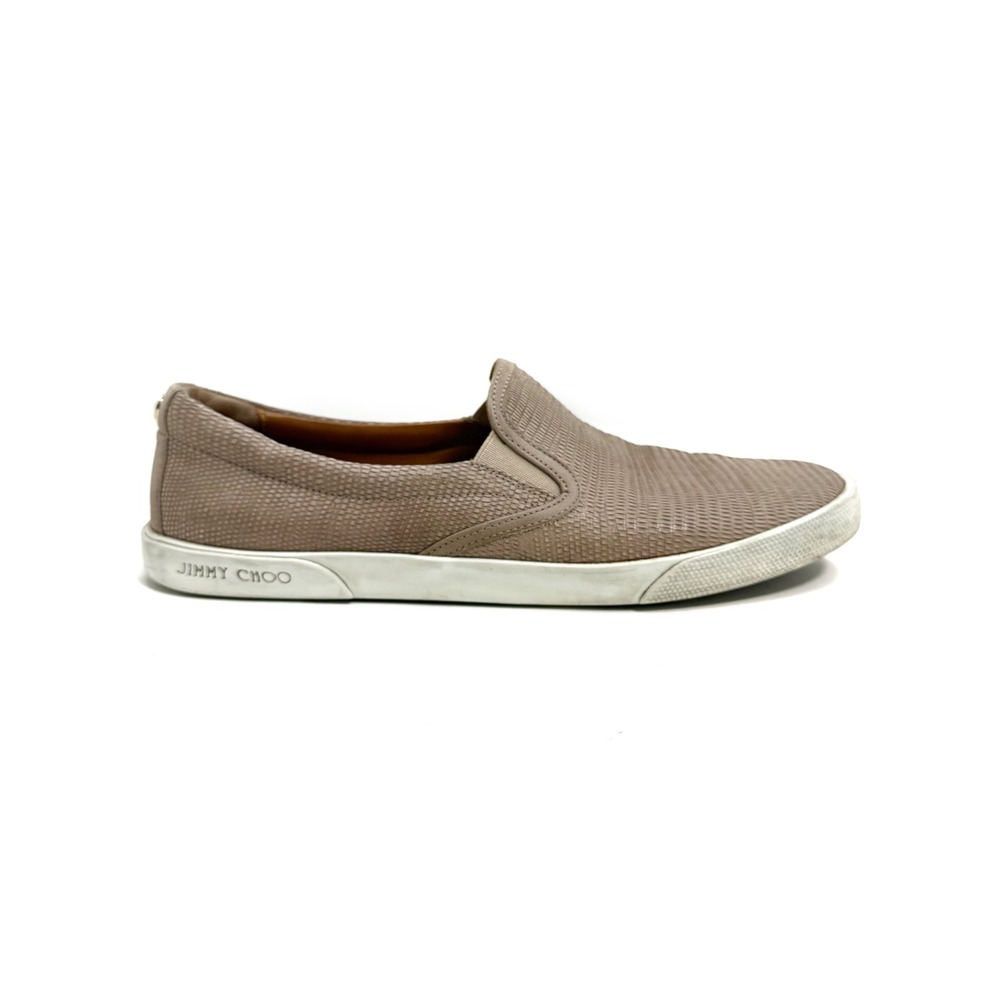 Jimmy Choo |  Embossed Leather Slip On Sneakers Size 38.5